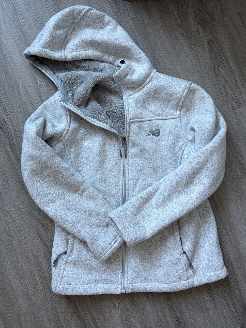 New Balance Light Gray Hooded Fleece Jacket for Kids